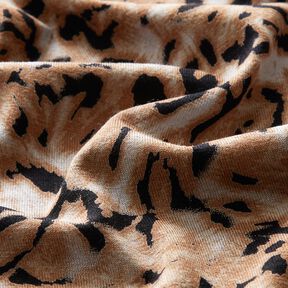Viskózový žerzej Abstraktní leopardí tisk – světle hnědá/černá, 