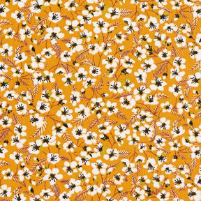 Povrstvená bavlna Květinová flóra – kari žlutá/bílá, 