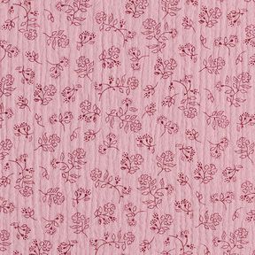 Mušelín / dvojitá mačkaná tkanina Malé úponky květů – růžová, 